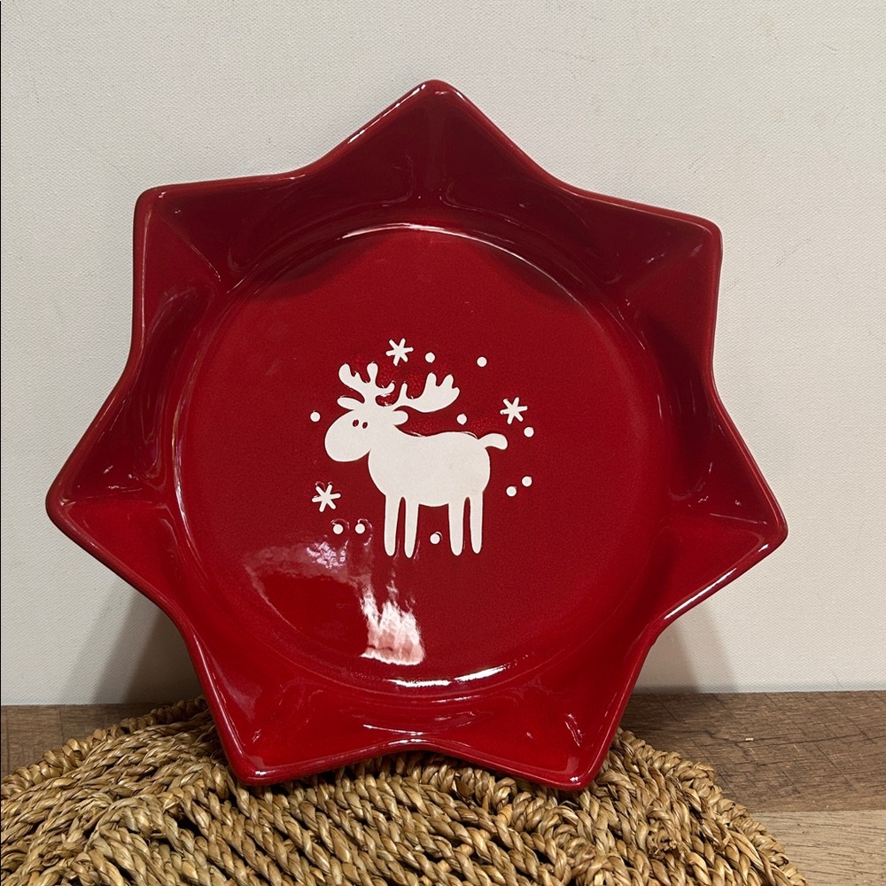 VTG Waechterbach Germany Emma Willie Red Holiday Reindeer Moose Stoneware Dish